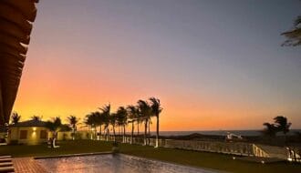 sunset swimming pool